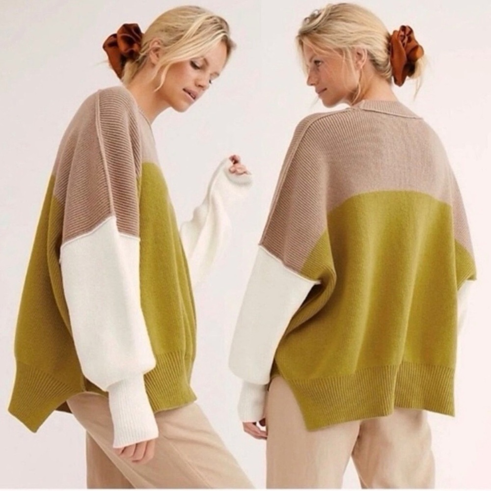 Free People Easy Street Colorblock Ultra Oversized Pullover Sweater Women’s M
